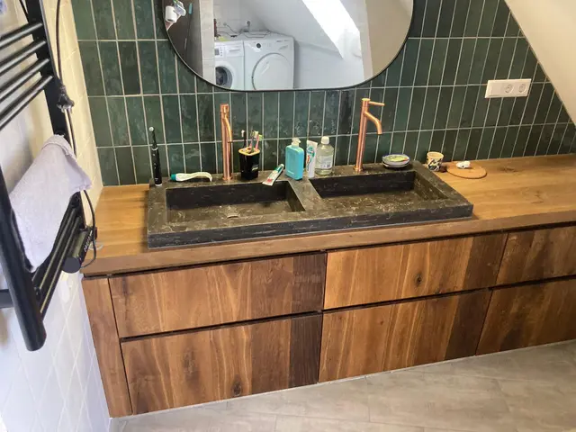 Gerookt massief eiken badkamer meubel