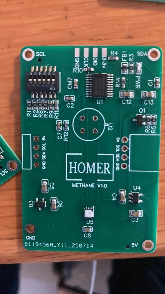 Eigen printplaat 'Methane V1.0' met Homer-logo
